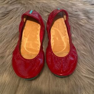 EUC Tieks Ruby Red Patent Flats 9